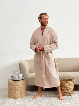 Халат чоловічий вафельний кімоно COSY бежевий 822 фото