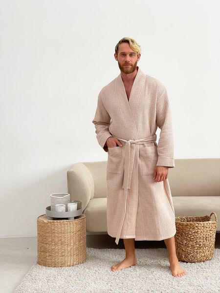 Халат чоловічий вафельний кімоно COSY бежевий 822 фото