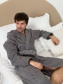 Подарунковий набір для чоловіків махровий халат з капюшоном та рушник COSY Fortune 2 ХР Set925H1+Cb900 фото