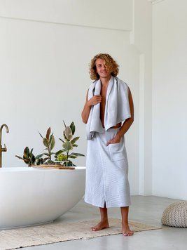 Набір чоловічий для бані/сауни, кілт та рушник 70*140 вафельний COSY - світло-сірий 702+Cb032 фото