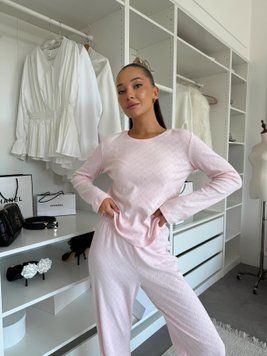 Піжама жіноча &laquo;Rose Amour&raquo; COSY &ndash; штани та лонгслів, 100% бавовна, ніжно-рожева L/XL  SetPH1516 фото