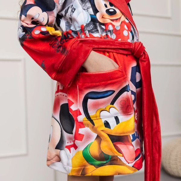 Халат дитячий/підлітковий велюровий дизайнерський з принтом  "Mickey Mouse " АR-4239 фото