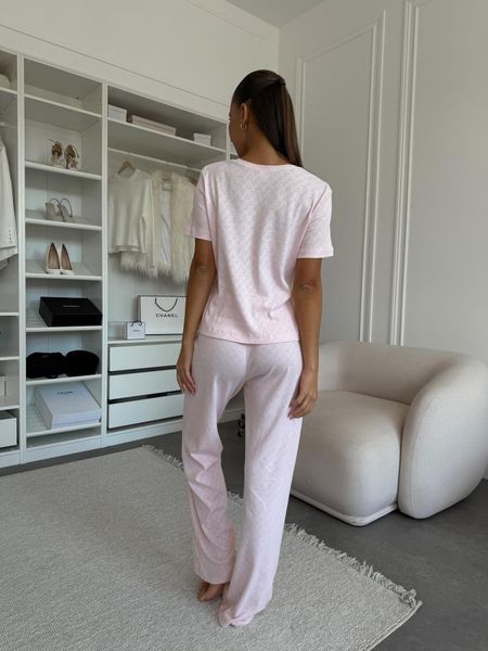 Піжама жіноча &laquo;Rose Amour&raquo; COSY &ndash; штани та футболка, 100% бавовна, ніжно-рожева S/M SetPH1517 фото