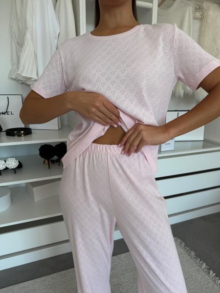 Піжама жіноча &laquo;Rose Amour&raquo; COSY &ndash; штани та футболка, 100% бавовна, ніжно-рожева S/M SetPH1517 фото