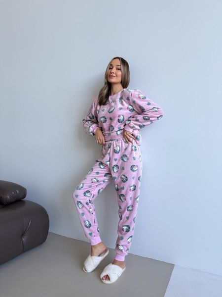 Домашня тепла жіноча піжама COSY Мяу-Лав з велсофта M50 фото