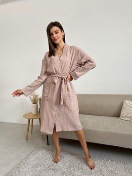 Жіночий халат кімоно довгий COSY із мусліну, латте. M18L фото