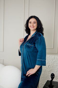 Халат жіночий з велюру БАТАЛ розміри L, XL,2XL,3XL ( 5 кольорів) - бірюза TN-709 фото