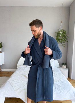 Подарунковий набір для чоловіків "Сапфір", халат та рушник COSY  Set9201 фото