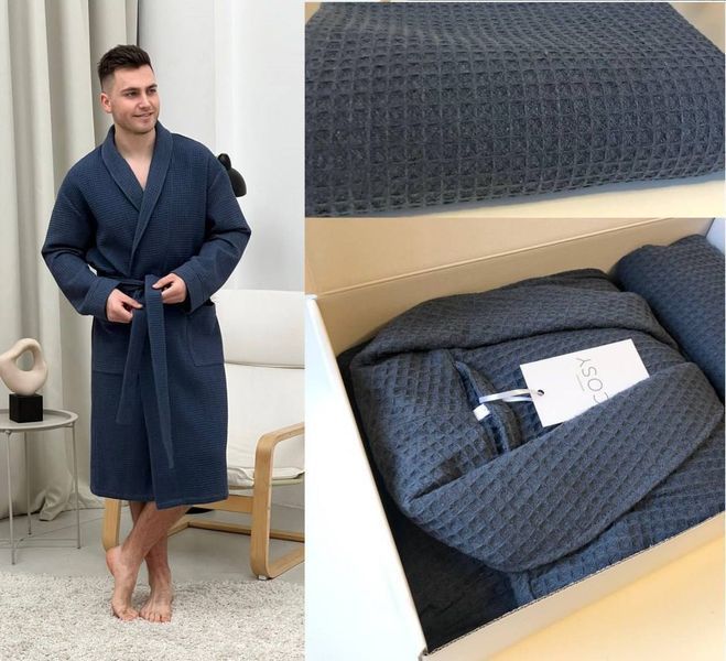 Подарунковий набір для чоловіків "Сапфір", халат та рушник COSY  Set9201 фото
