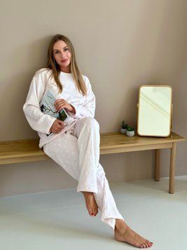 Піжама домашня тепла жіноча Серця COSY з велсофту VEL020 фото