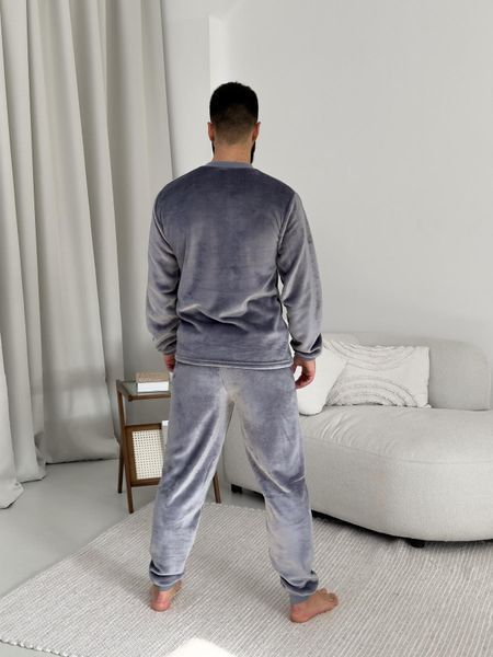 Тепла чоловіча піжама з велсофту &laquo;COSY&raquo; сірого кольору VEL030 фото