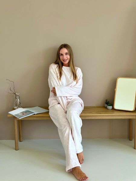 Піжама домашня тепла жіноча Серця COSY з велсофту VEL020 фото