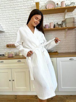 Халат жіночий вафельний кімоно довгий COSY білий М С-120 фото