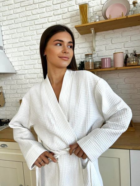 Халат жіночий вафельний кімоно довгий COSY білий С-120 фото