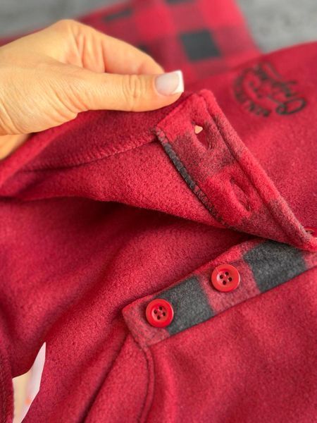 Чоловіча флісова піжама тепла M&ndash;2XL &mdash; Туреччина, бургунді/клітинка  SNC3001 фото