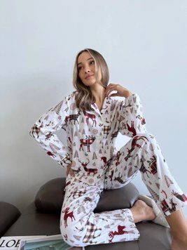 Піжама тепла жіноча фланель (байка) сорочка та штани, COSY "Норді" - S NFW0409 фото