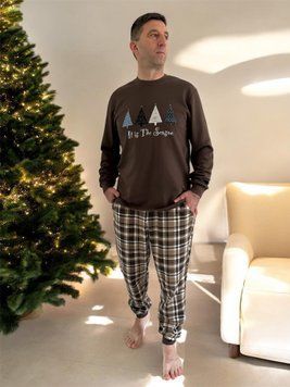 Чоловіча тепла піжама &ldquo;Святковий Затишок&rdquo; COSY, коричнева &mdash; M&ndash;2XL KMW50 фото