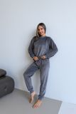 Тепла жіноча піжама з велсофту &laquo;COSY&raquo; сірого кольору, S VEL031 фото